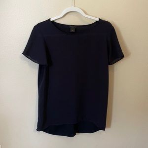 Flutter-sleeve navy blouse - EUC